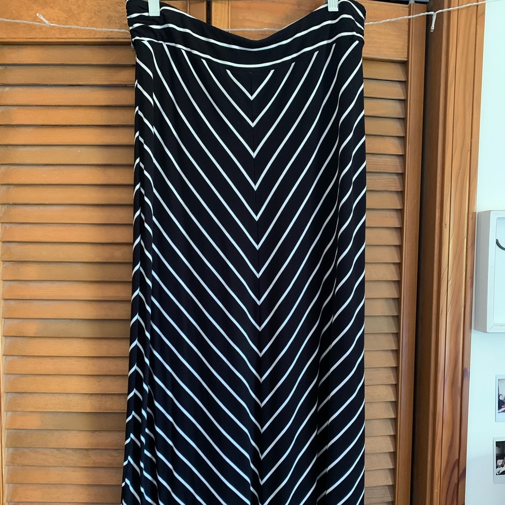 Black and white striped maxi skirt